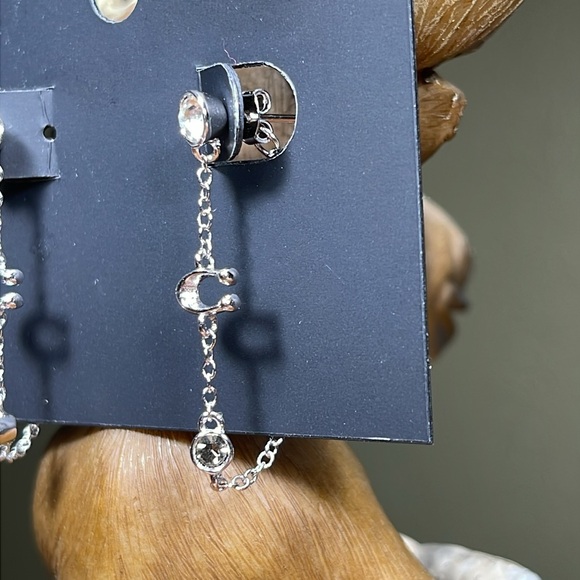NWT COACH SIGNATURE CRYSTAL CHAIN EARRINGS - Picture 4 of 8